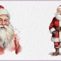 Weihnachtsmann PNG Clipart Bundle - 10 Aquarell Bilder, Transparenter Hintergrund, Santa Klaus & Weihnachten Dekoration Bild 5