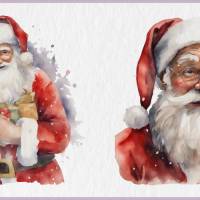 Weihnachtsmann PNG Clipart Bundle - 10 Aquarell Bilder, Transparenter Hintergrund, Santa Klaus & Weihnachten Dekoration Bild 6
