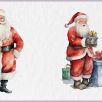 Weihnachtsmann PNG Clipart Bundle - 10 Aquarell Bilder, Transparenter Hintergrund, Santa Klaus & Weihnachten Dekoration Bild 8