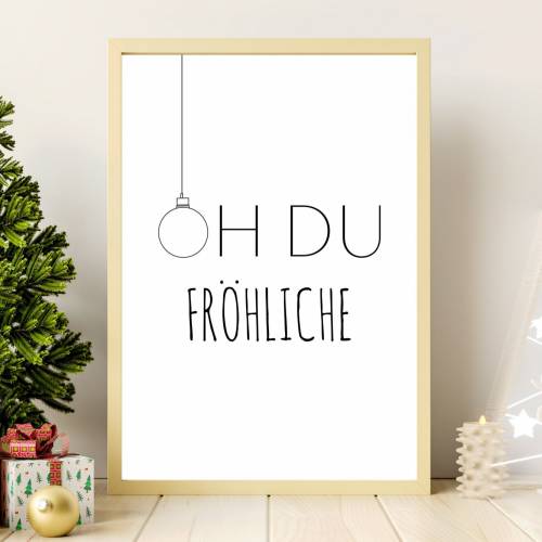 Poster OH DU FRÖHLICHE | Weihnachtslied | Weihnachtsgeschenk | Merry Christmas | Frohe Weihnachten | Geschenk Familie |