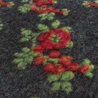Stoff Ital Musterwalk Walk Kochwolle gekochte Wolle Relief Blumen anthrazit rot grün Mantelstoff Kleiderstoff Bild 4