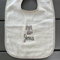 personalisiertes besticktes Babyset,  Kapuzenhandtuch und großes Lätzchen mit süßem Fuchs und Namen, Geschenkidee Geburt Bild 8