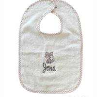 personalisiertes besticktes Babyset,  Kapuzenhandtuch und großes Lätzchen mit süßem Fuchs und Namen, Geschenkidee Geburt Bild 9