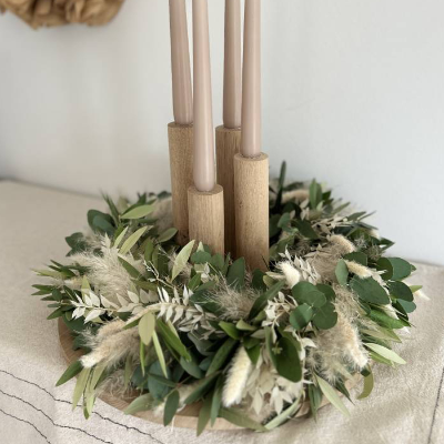 Besonderer Adventskranz aus hochwertigem Eichenholz