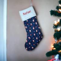 XXL Nikolausstiefel mit Namen bestickt - „Weihnachtsmann Schnee“ Bild 1