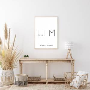 Poster ULM mit Koordinaten | Heimatstadt | Stadtposter | Personalisiert | Stadt Geschenk | Kunstdruck | Umzug Einzug | H Bild 1
