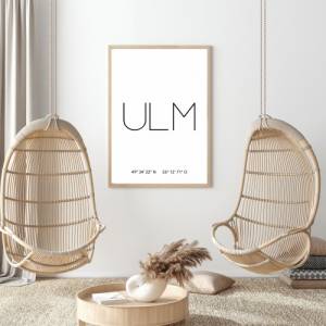 Poster ULM mit Koordinaten | Heimatstadt | Stadtposter | Personalisiert | Stadt Geschenk | Kunstdruck | Umzug Einzug | H Bild 3