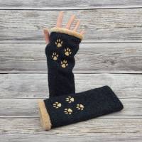 Handstulpen Armstulpen bestickt Handschuhe Wolle Marktfrauenhandschuhe Hunde Bild 1