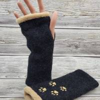 Handstulpen Armstulpen bestickt Handschuhe Wolle Marktfrauenhandschuhe Hunde Bild 2