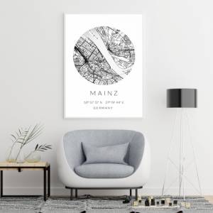 Poster MAINZ STADTPLAN mit Koordinaten | Heimatstadt | Stadtposter | Personalisiert | Map | Karte Geschenk | Kunstdruck Bild 4