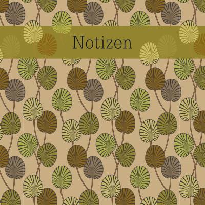 Notizheftchen Notizen - Trompetenblätter, DIN A6 Notizheft liniert, Paperback mit Softcover und stilisierten Pflanzen
