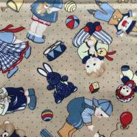 Baumwollstoff Kindermotive, Teddys, Hasen, Bälle uvm., 50 cm lang und 110 cm breit, ca. 160g/qm, Kinderstoff Bild 1