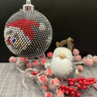 Weihnachtskugeln / Weihnachtsbaumschmuck/ Christbaumschmuck gehäkelt mit Baumwollgarn und kleinen Glasperlen Bild 6