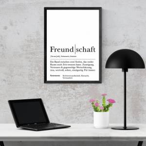 Poster FREUNDSCHAFT | Danke | Freundschaft | Geschenk | Definition | Freunde | Vorfreude | Geburtstag | Kunstdruck | Fam Bild 4