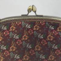 Tasche, Handtasche, Bügeltasche, Weinrot, Blumen Bild 6