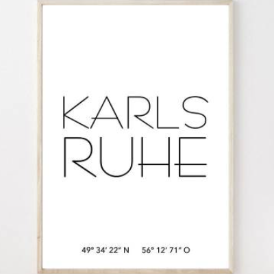 Poster KARLSRUHE mit Koordinaten | Heimatstadt | Stadtposter | Personalisiert | Stadt Geschenk | Kunstdruck | Umzug Einz