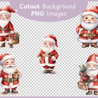 Süßer Weihnachtsmann PNG Clipart Bundle - 10 Aquarell Bilder, Transparenter Hintergrund, Nikolaus & Weihnacht Dekoration Bild 3