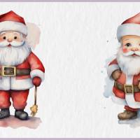 Süßer Weihnachtsmann PNG Clipart Bundle - 10 Aquarell Bilder, Transparenter Hintergrund, Nikolaus & Weihnacht Dekoration Bild 5
