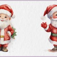 Süßer Weihnachtsmann PNG Clipart Bundle - 10 Aquarell Bilder, Transparenter Hintergrund, Nikolaus & Weihnacht Dekoration Bild 7