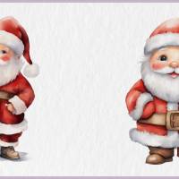 Süßer Weihnachtsmann PNG Clipart Bundle - 10 Aquarell Bilder, Transparenter Hintergrund, Nikolaus & Weihnacht Dekoration Bild 9