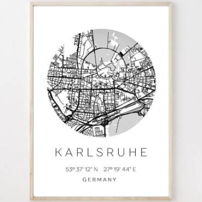 Poster KARLSRUHE STADTPLAN mit Koordinaten | Heimatstadt | Stadtposter | Personalisiert | Map | Karte Geschenk | Kunstdr