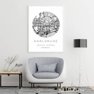 Poster KARLSRUHE STADTPLAN mit Koordinaten | Heimatstadt | Stadtposter | Personalisiert | Map | Karte Geschenk | Kunstdr Bild 4