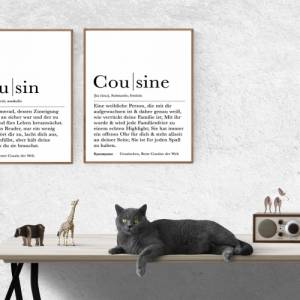 Poster Set COUSIN & COUSINE | Definition | Geschenkidee Familie | Danke | Personalisiertes Geschenk | Kunstdruck | Wandd Bild 2