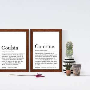 Poster Set COUSIN & COUSINE | Definition | Geschenkidee Familie | Danke | Personalisiertes Geschenk | Kunstdruck | Wandd Bild 3