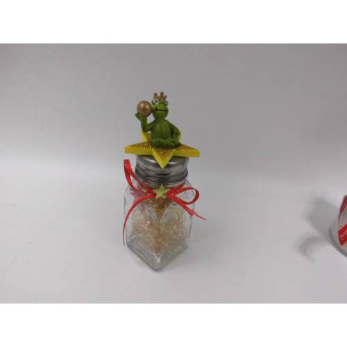 Geldgeschenk Weihnachten - Eingemachtes Geld im Glas - kleines Schneegestöber - Frosch Kröten schenken