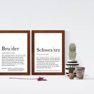 Poster Set BRUDER & SCHWESTER | Definition | Geschenkidee Familie | Danke | Personalisiertes Geschenk | Kunstdruck | Wan Bild 3