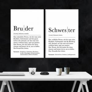 Poster Set BRUDER & SCHWESTER | Definition | Geschenkidee Familie | Danke | Personalisiertes Geschenk | Kunstdruck | Wan Bild 4