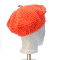 Baskenmütze, Barett, französische Wollmütze, orange, Wollmischung, Handarbeit, gehäkelt Bild 5