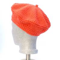 Baskenmütze, Barett, französische Wollmütze, orange, Wollmischung, Handarbeit, gehäkelt Bild 7