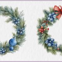 Weihnachtskranz PNG Clipart Bundle - 10 Aquarell Bilder, Transparenter Hintergrund, Nikolaus & Weihnacht Dekoration Bild 8