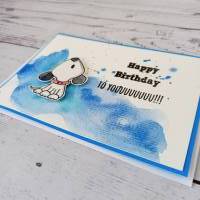 Geburtstagskarte handgemacht mit Hund, blau Bild 4