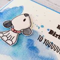 Geburtstagskarte handgemacht mit Hund, blau Bild 6