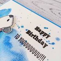 Geburtstagskarte handgemacht mit Hund, blau Bild 7