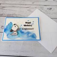 Geburtstagskarte handgemacht mit Hund, blau Bild 8