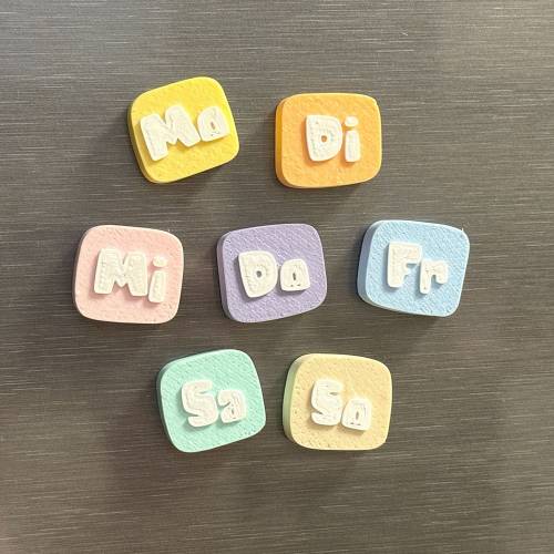 Kühlschrank Magnete “Wochentage” in Pastelltönen - sehr stark