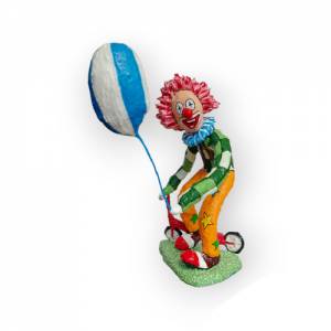 Moderne Clownskulptur Pop Art "Clown mit Roller und Luftballon" Bild 1