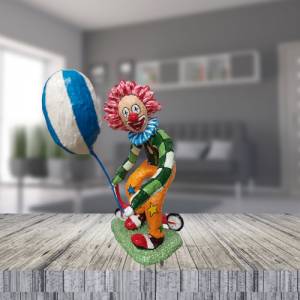 Moderne Clownskulptur Pop Art "Clown mit Roller und Luftballon" Bild 2