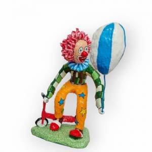 Moderne Clownskulptur Pop Art "Clown mit Roller und Luftballon" Bild 6