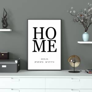 Poster HOME mit Ort & Koordinaten | Personalisiert | Home | Geschenk | Umzug | Familie | Zuhause | Kunstdruck | Liebe | Bild 2