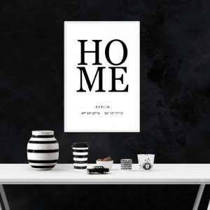 Poster HOME mit Ort & Koordinaten | Personalisiert | Home | Geschenk | Umzug | Familie | Zuhause | Kunstdruck | Liebe | Bild 3