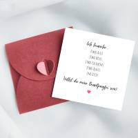 Brautjungfer Karte | Brautjungfern Frage | Willst du meine Brautjungfer sein? | mit Perlmutt Umschlag Bild 1