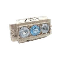 Silber ARTDECO Ring mit Blautopas und Bergkristall um 1930 RG 52 Bild 1