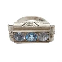 Silber ARTDECO Ring mit Blautopas und Bergkristall um 1930 RG 52 Bild 4