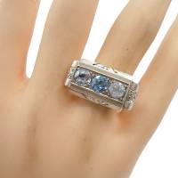 Silber ARTDECO Ring mit Blautopas und Bergkristall um 1930 RG 52 Bild 5