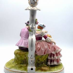 Rokoko Porzellan Kerzenleuchter Figurine Familie Bild 4