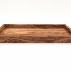 Ablage rechteckig L. 37 cm, Holz Serviertablett, Tablett, Platte, handgefertigt aus Olivenholz, Hochwertig, Geschenk. Bild 4
